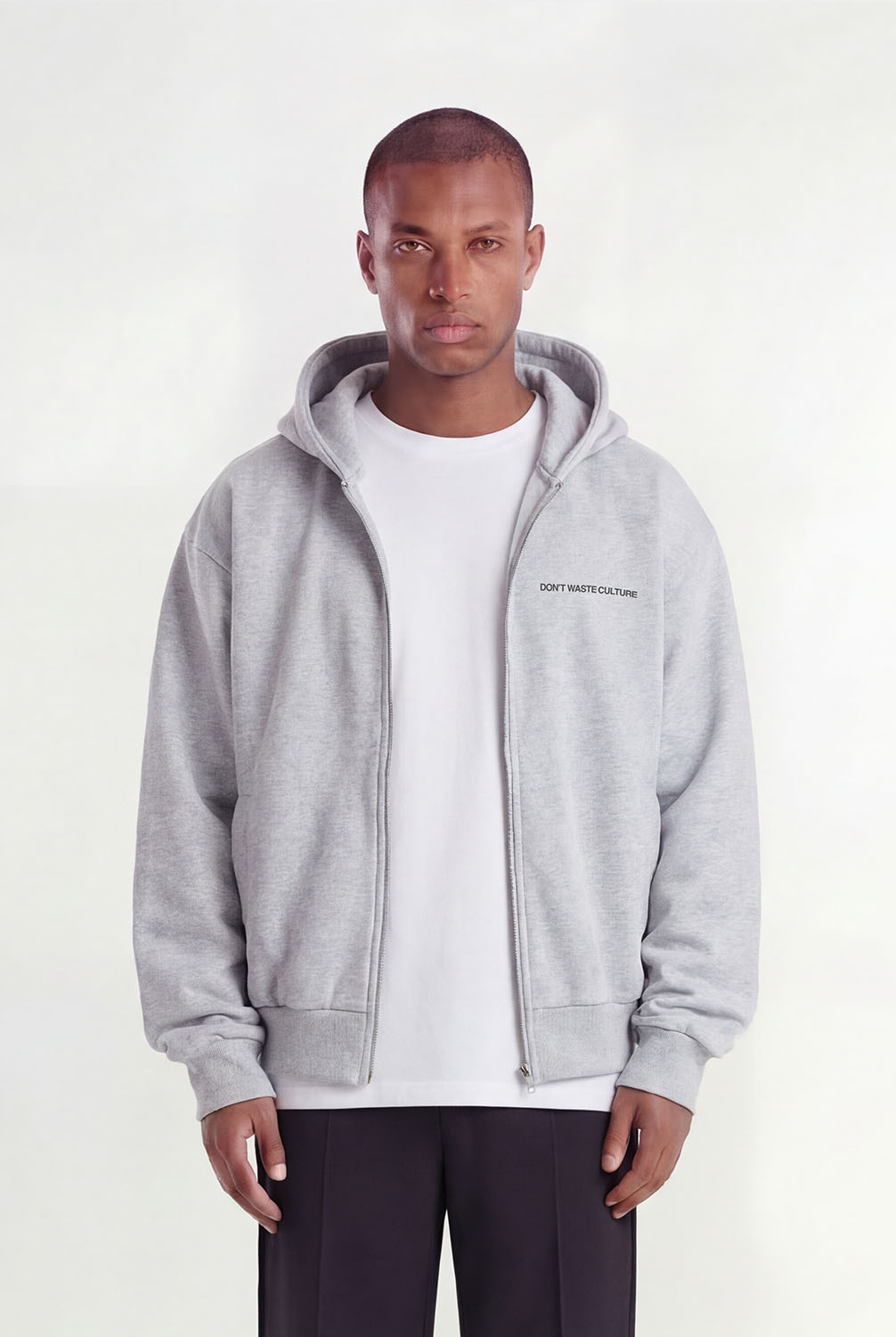 Yao | Melange Grey - Zipper Hoodies Don't Waste Culture