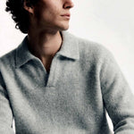Halvar | Heavyweight Polo Knit | Melange Grey - Knitwear Don't Waste Culture
