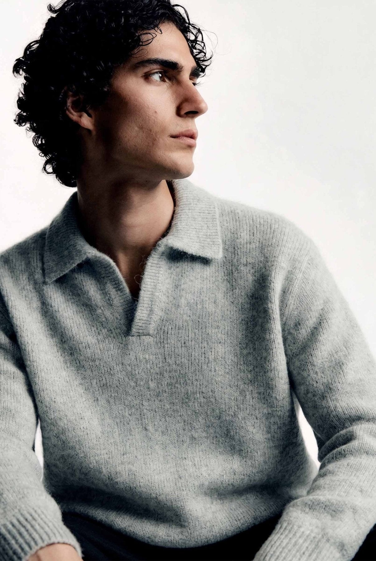 Halvar | Heavyweight Polo Knit | Melange Grey - Knitwear Don't Waste Culture