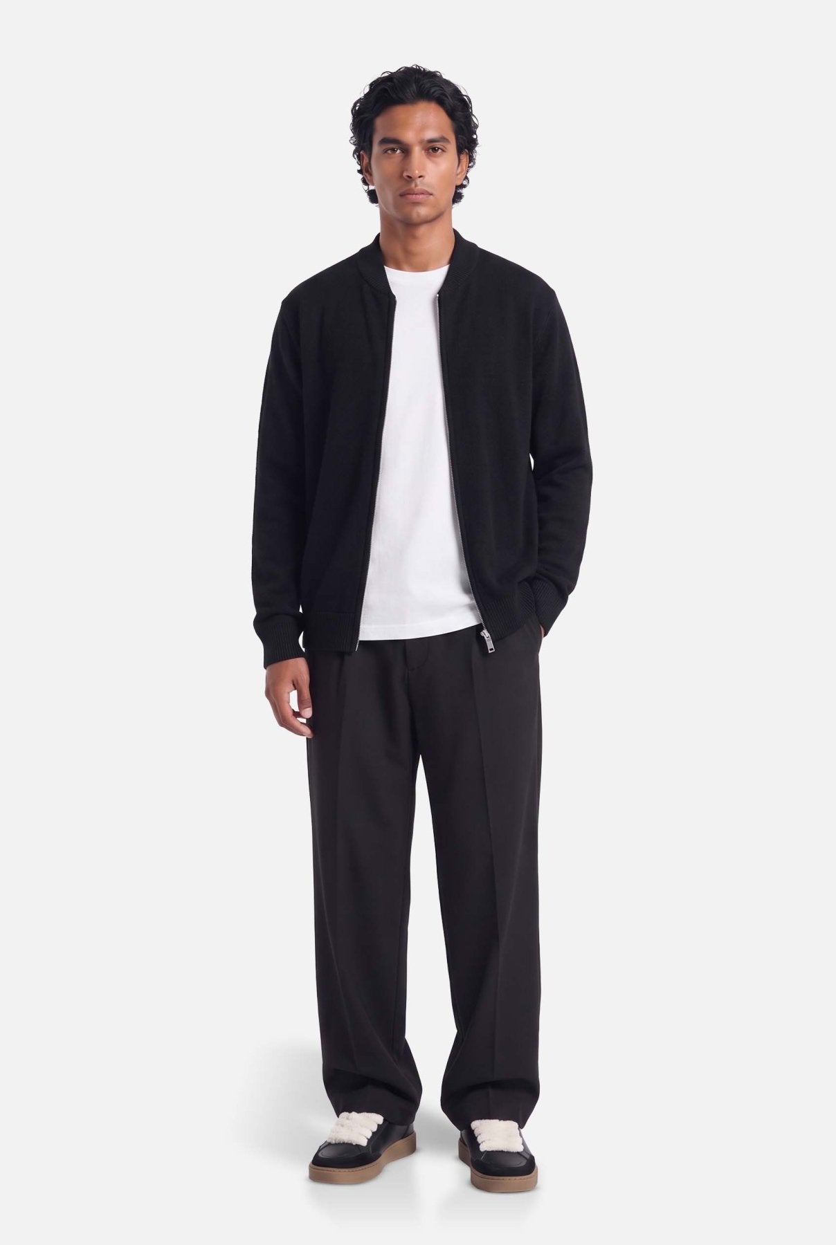 Ewald | Fine Zip Cardigan | Black - Knitwear Don't Waste Culture