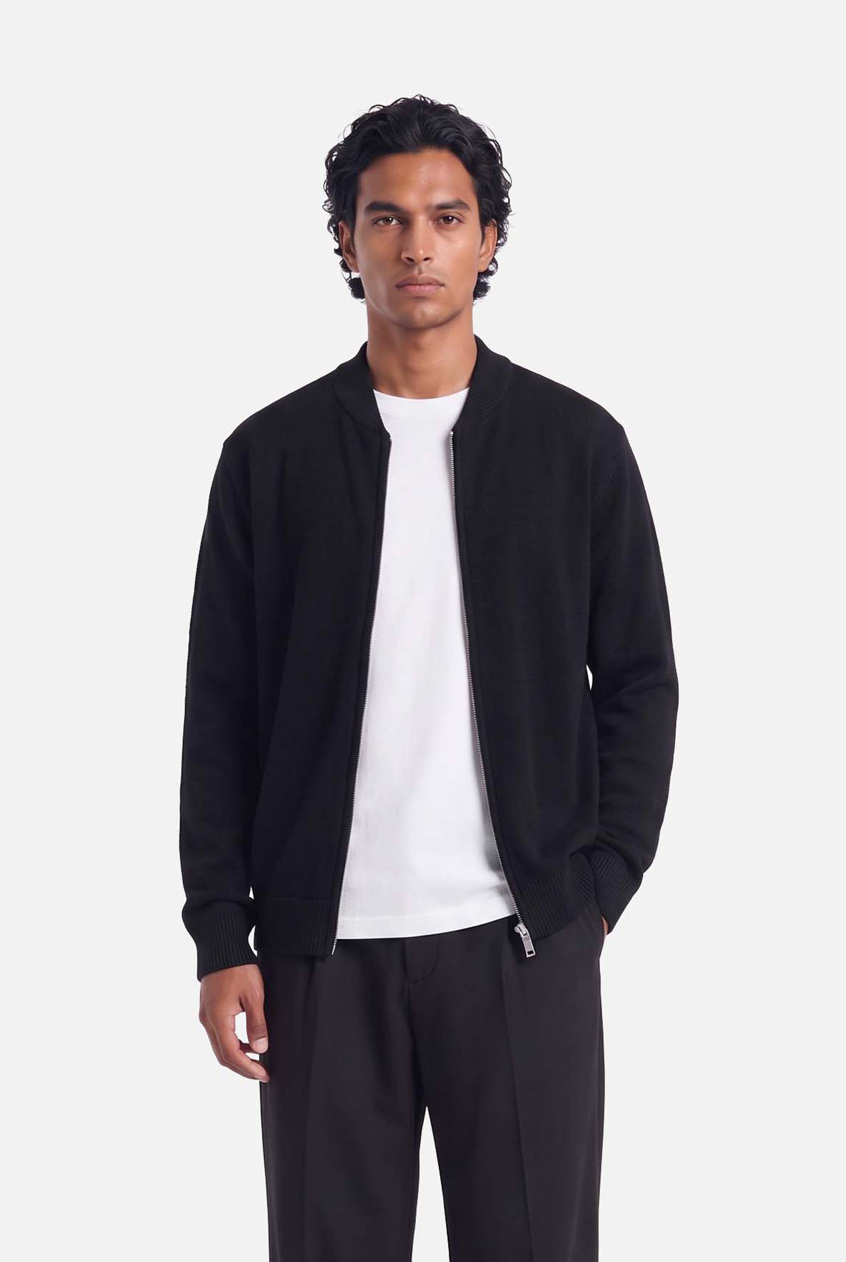 Ewald | Fine Zip Cardigan | Black - Knitwear Don't Waste Culture