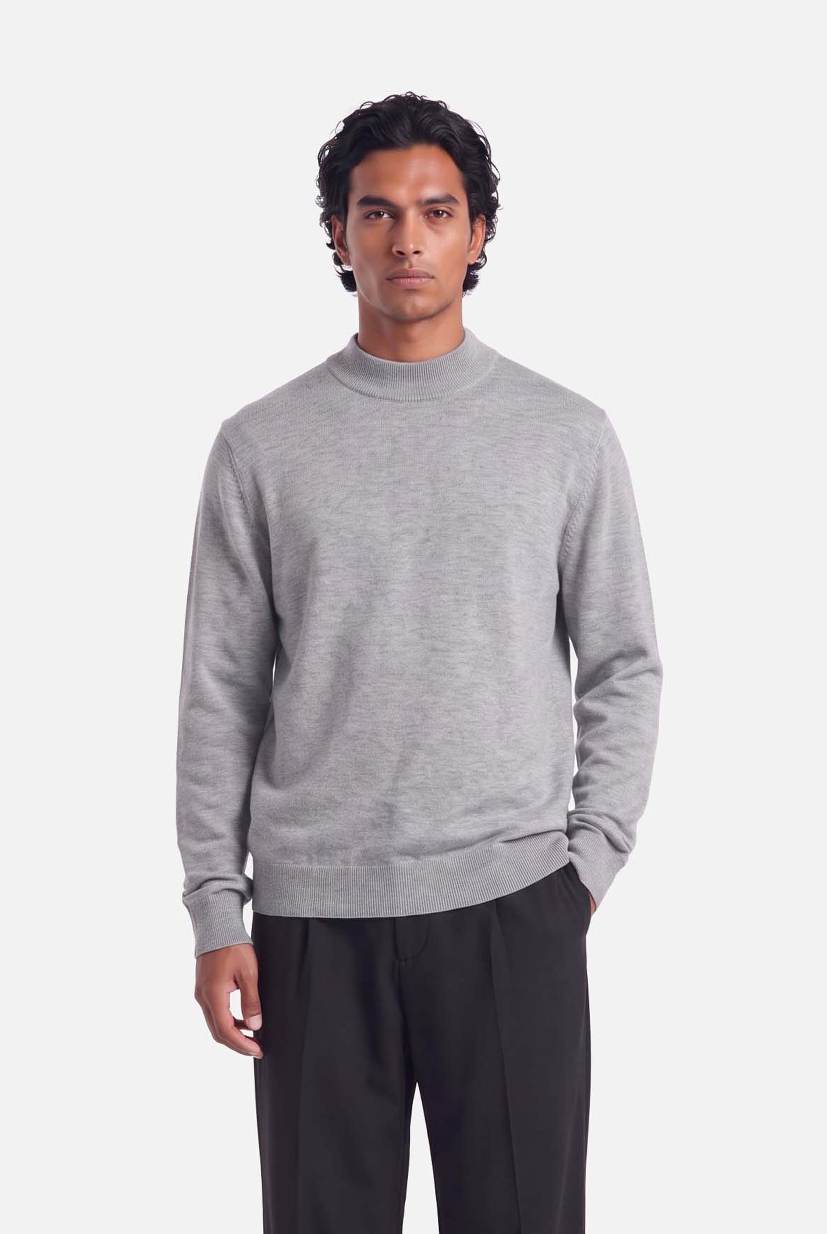 Feno | Fine Mockneck Knit | Melange Grey - Knitwear Don't Waste Culture