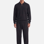 Ole | Fine Zip Polo Knit | Black - Knitwear Don't Waste Culture