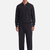 Ole | Fine Zip Polo Knit | Black - Knitwear Don't Waste Culture