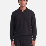 Ole | Fine Zip Polo Knit | Black - Knitwear Don't Waste Culture