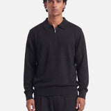Ole | Fine Zip Polo Knit | Black - Knitwear Don't Waste Culture