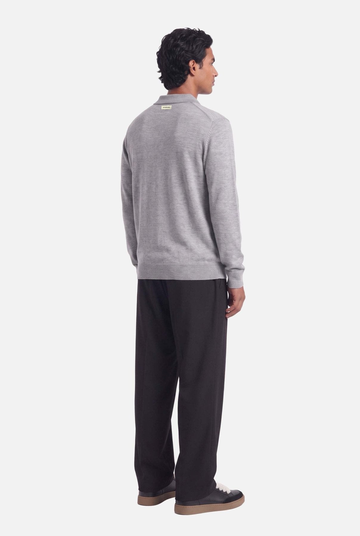Ole | Fine Zip Polo Knit | Melange Grey - Knitwear Don't Waste Culture