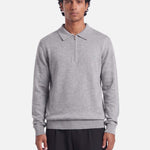 Ole | Fine Zip Polo Knit | Melange Grey - Knitwear Don't Waste Culture