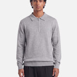 Ole | Fine Zip Polo Knit | Melange Grey - Knitwear Don't Waste Culture