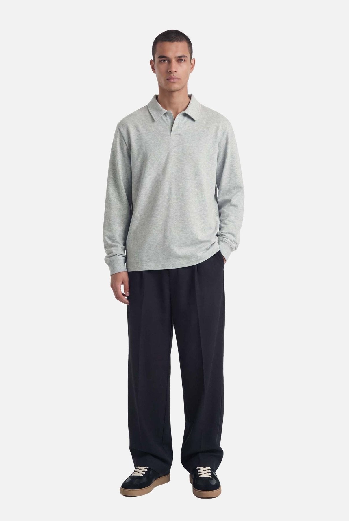 Ruoma Polo Longsleeve | Melange Grey - Longsleeves Don't Waste Culture