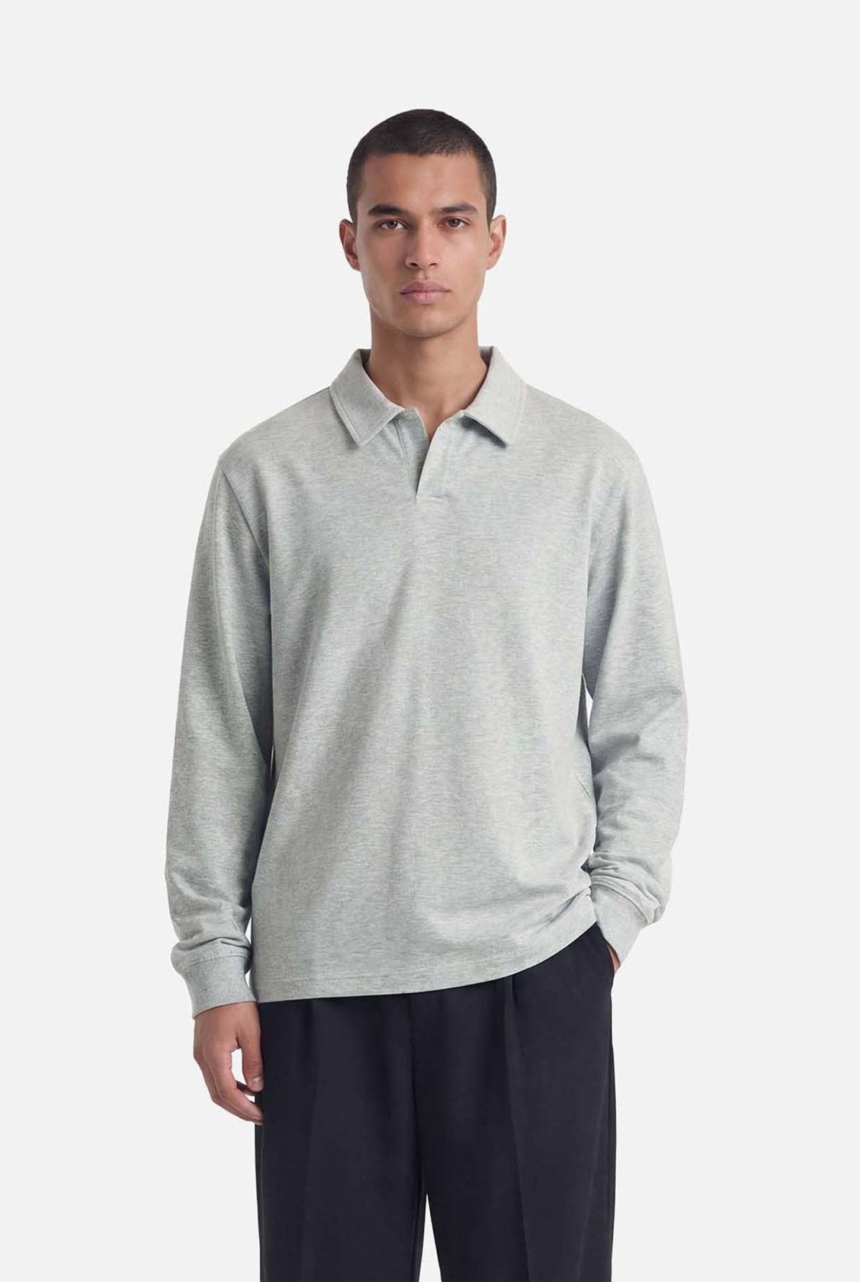 Ruoma Polo Longsleeve | Melange Grey - Longsleeves Don't Waste Culture