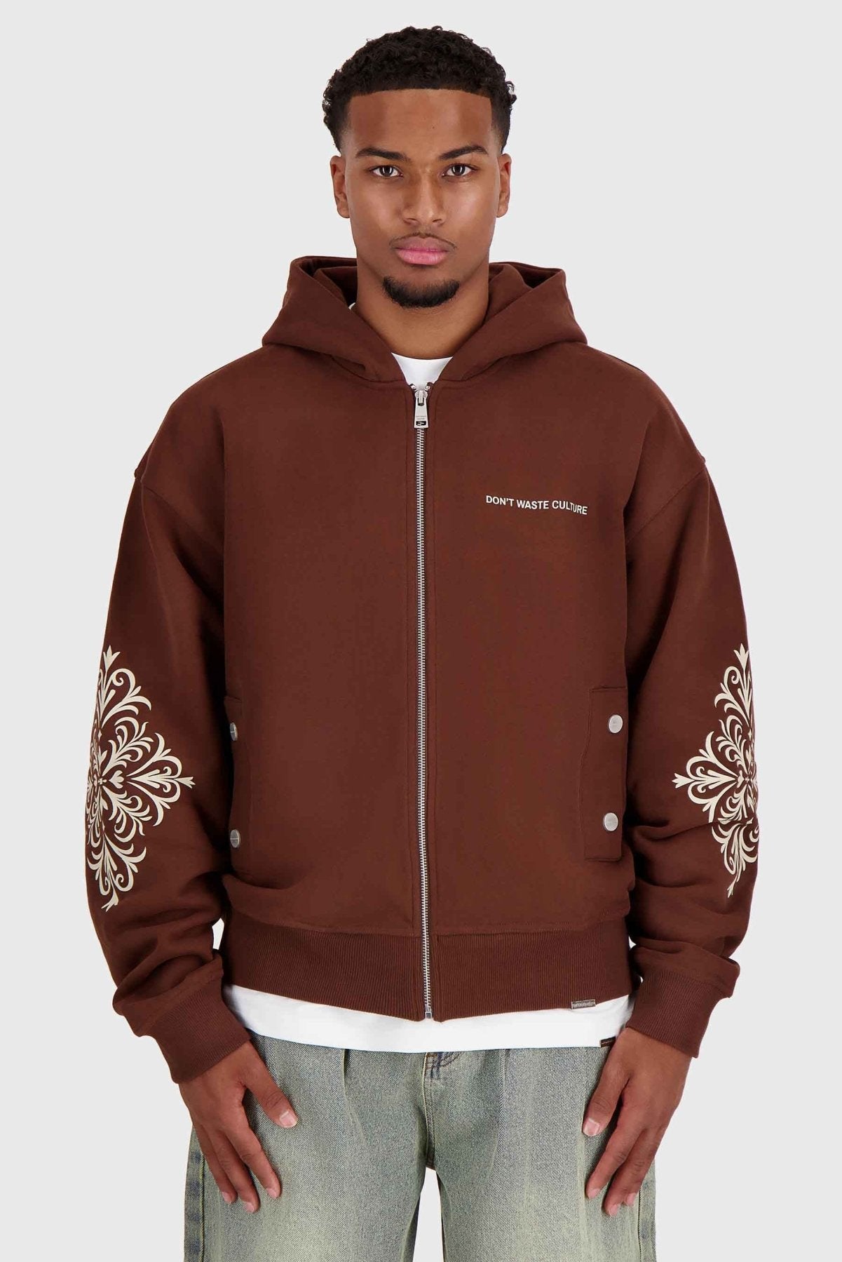 Rhegan | Brown Khaki - Zipper Hoodies Don't Waste Culture