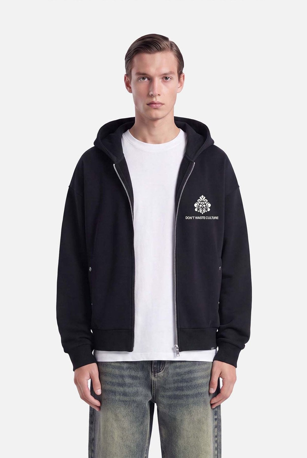 Uno Zip Hoodie | Black - Zipper Hoodies Don't Waste Culture