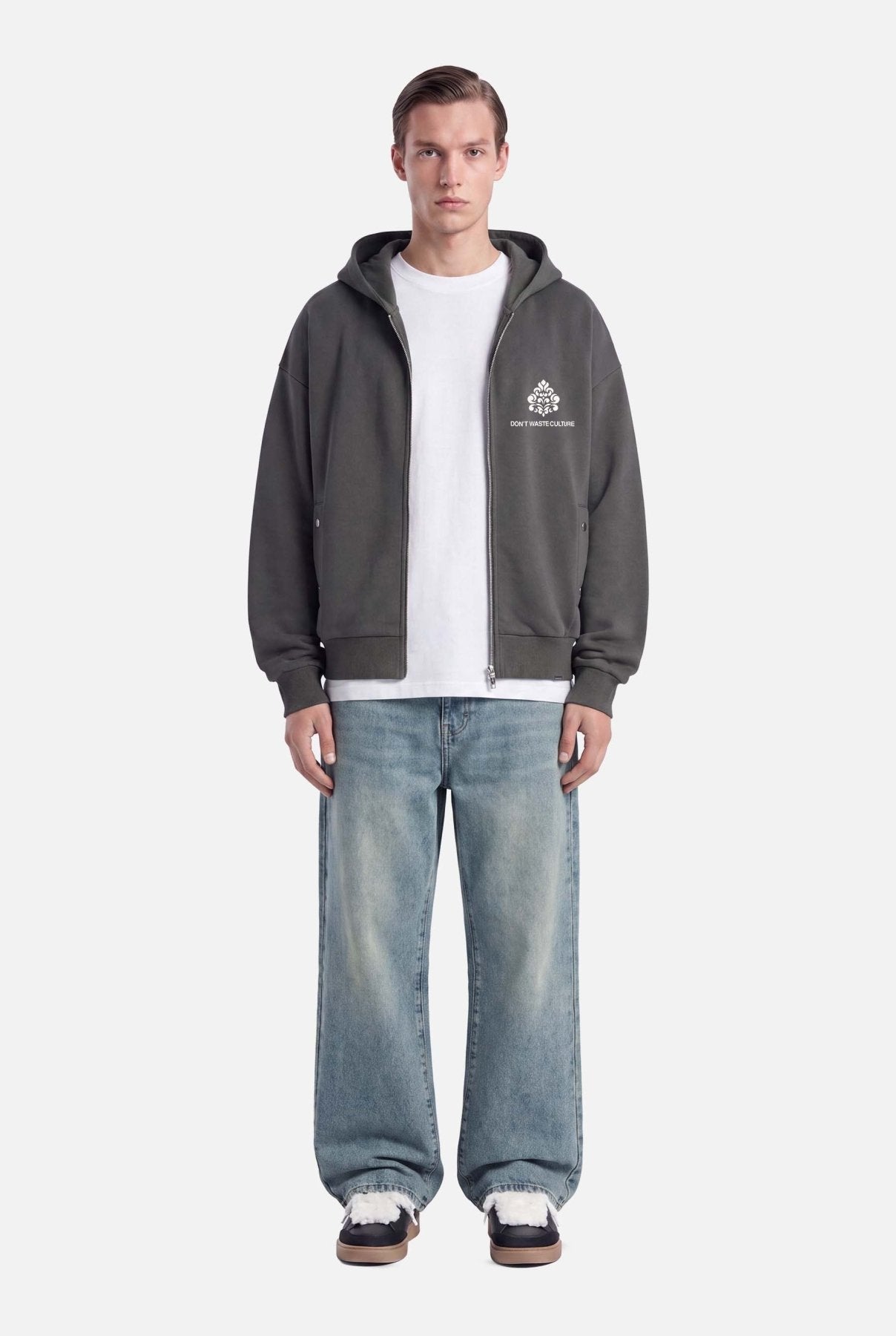 Uno Zip Hoodie | Grey - Zipper Hoodies Don't Waste Culture