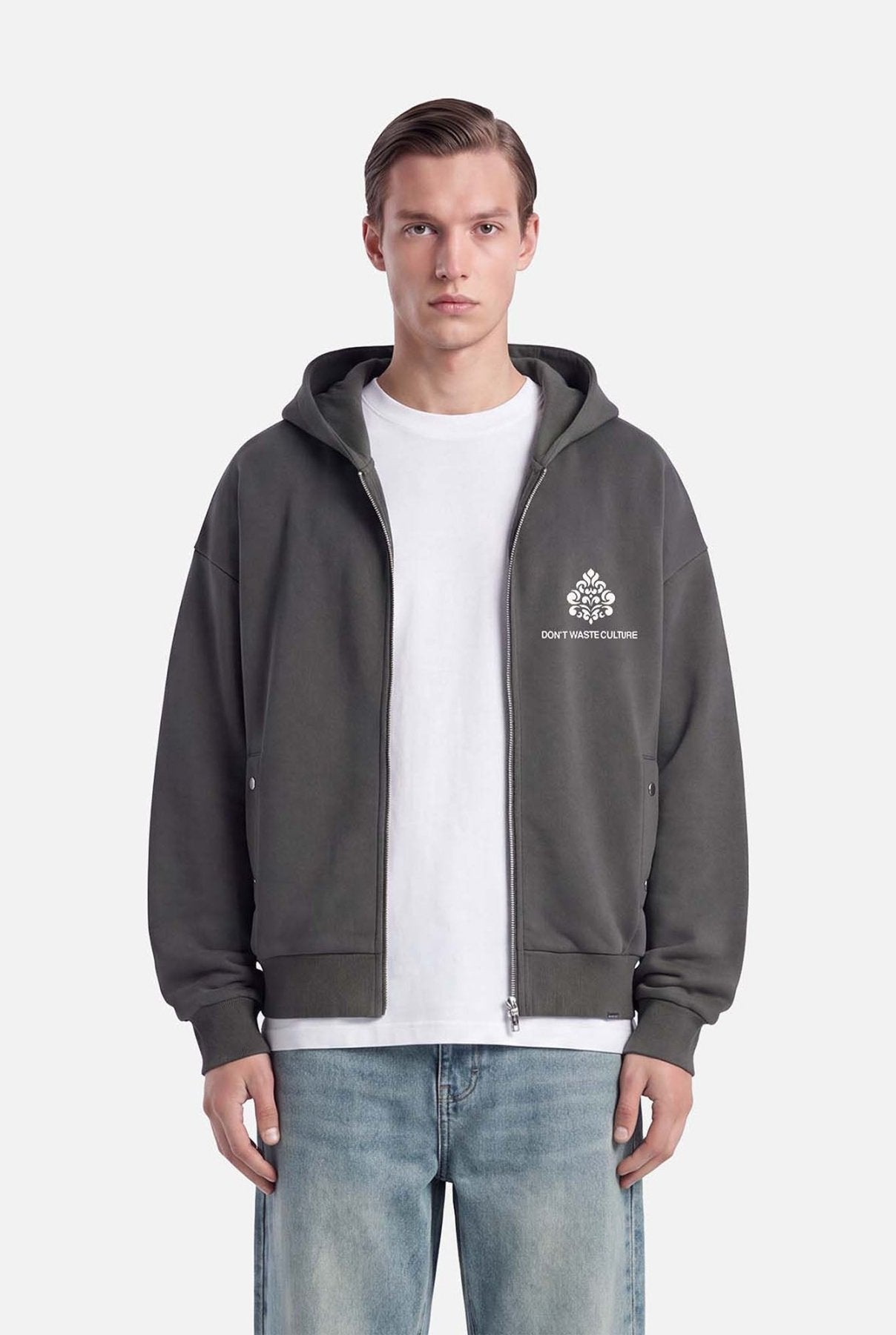 Uno Zip Hoodie | Grey - Zipper Hoodies Don't Waste Culture