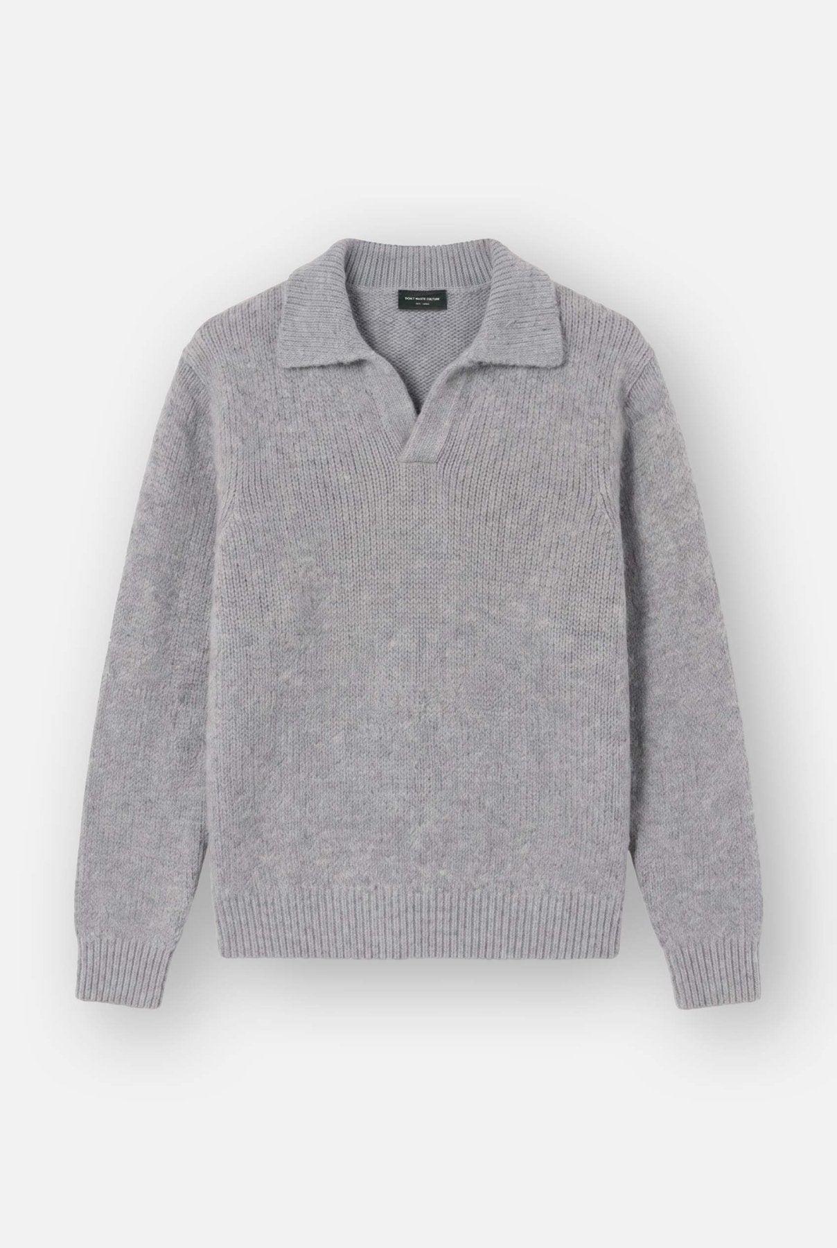 Halvar | Heavyweight Polo Knit | Melange Grey - Knitwear Don't Waste Culture