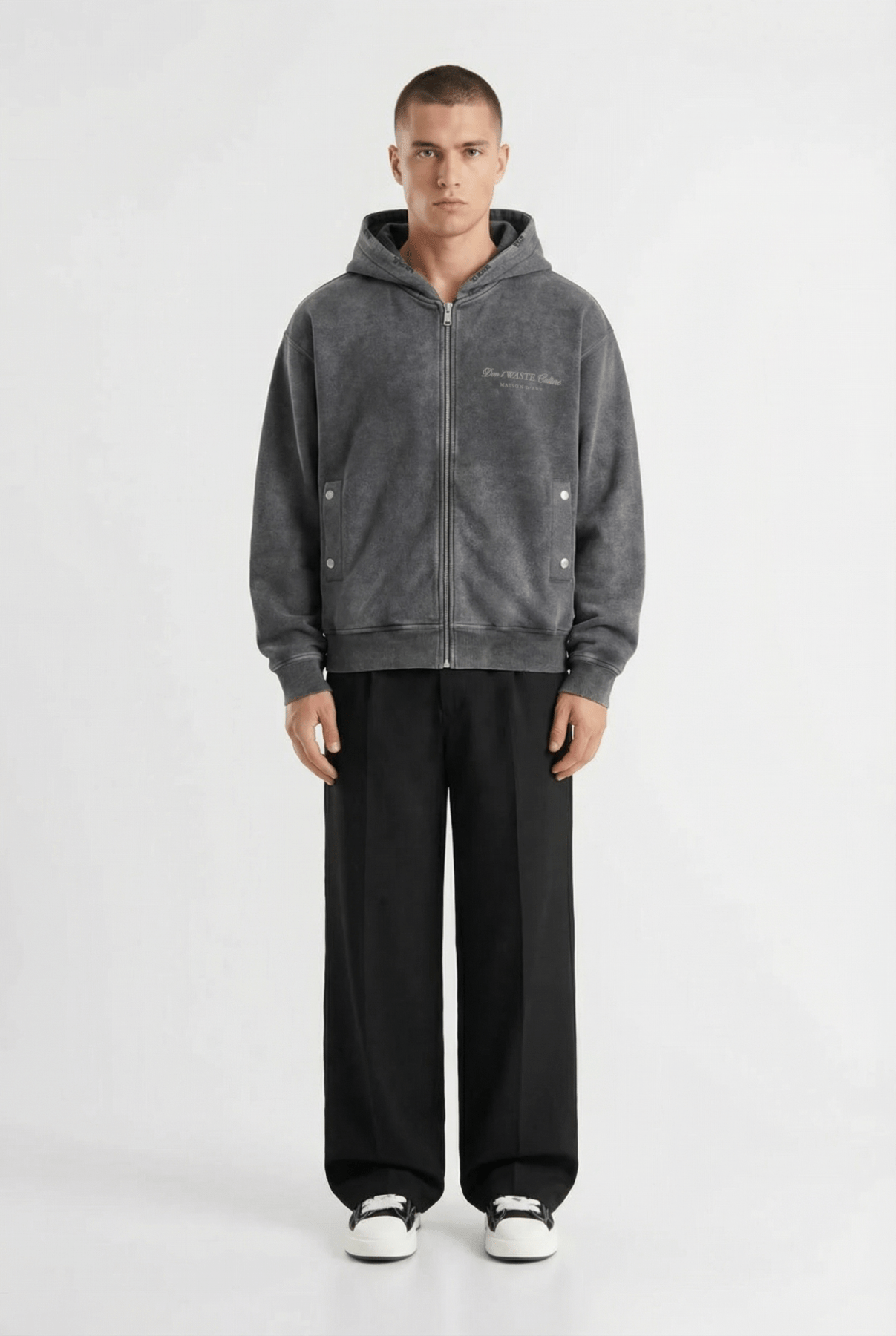 Isala | Washed Black - Zipper Hoodies Don't Waste Culture