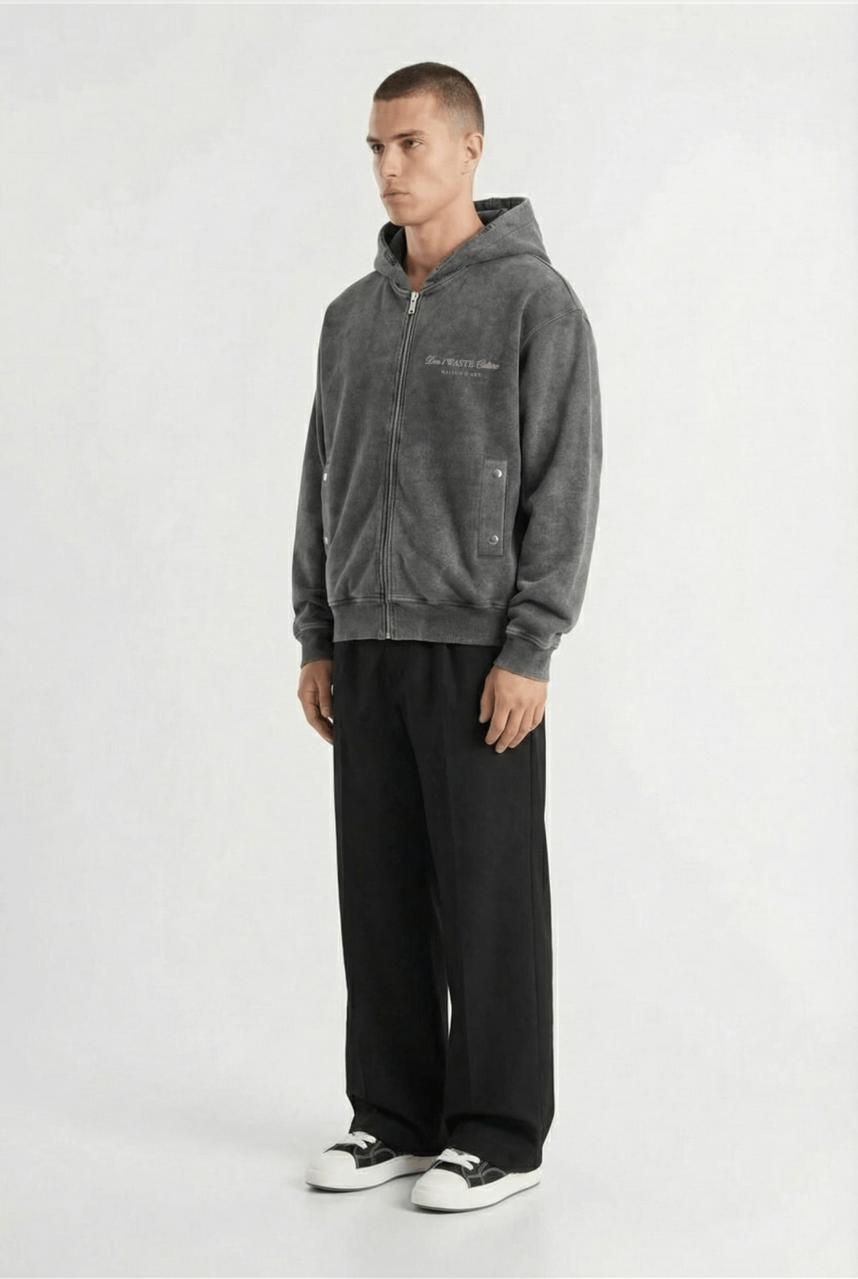 Isala | Washed Black - Zipper Hoodies Don't Waste Culture