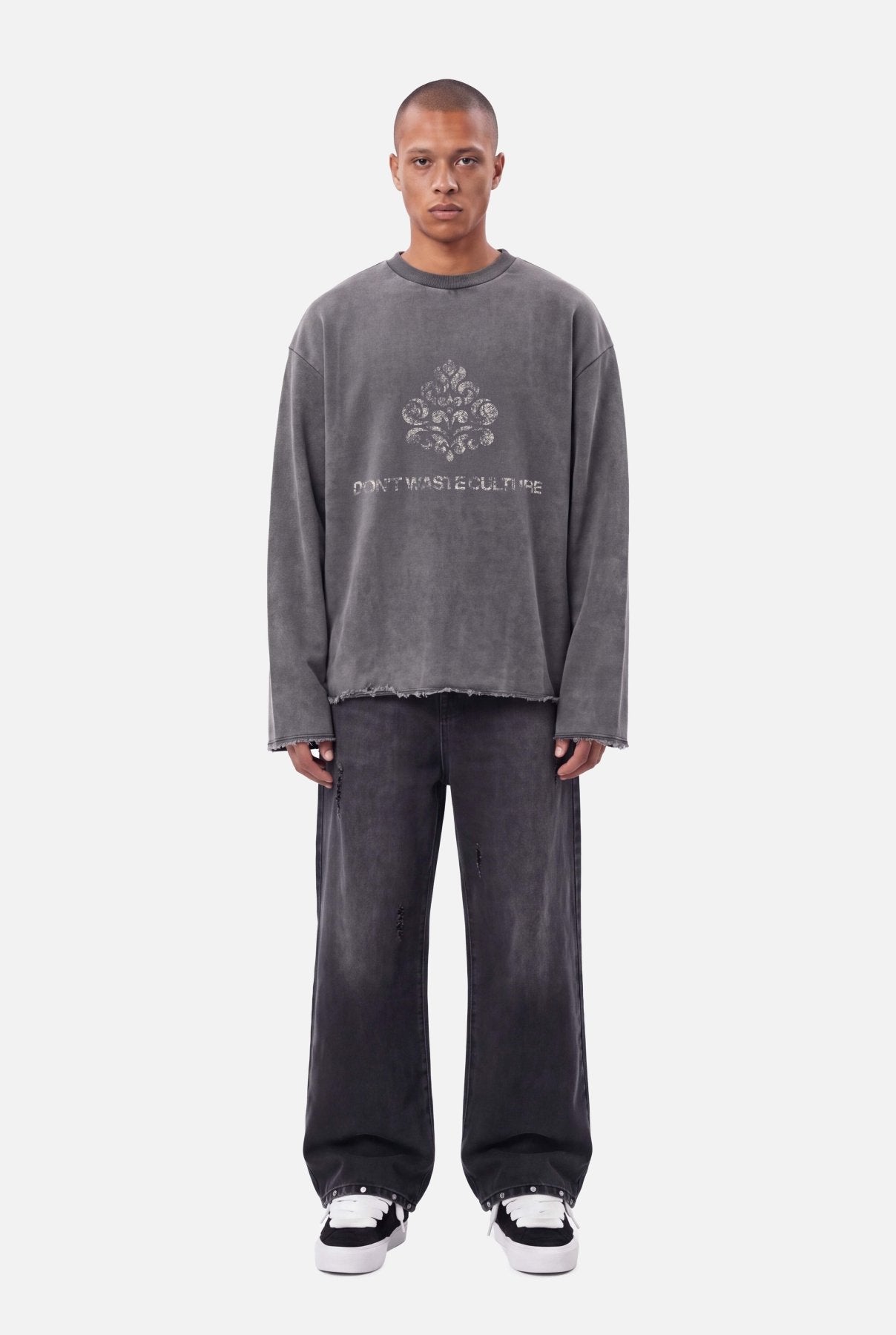 Kazim Cutoff Sweater | Washed Black - SWEATERS Don't Waste Culture