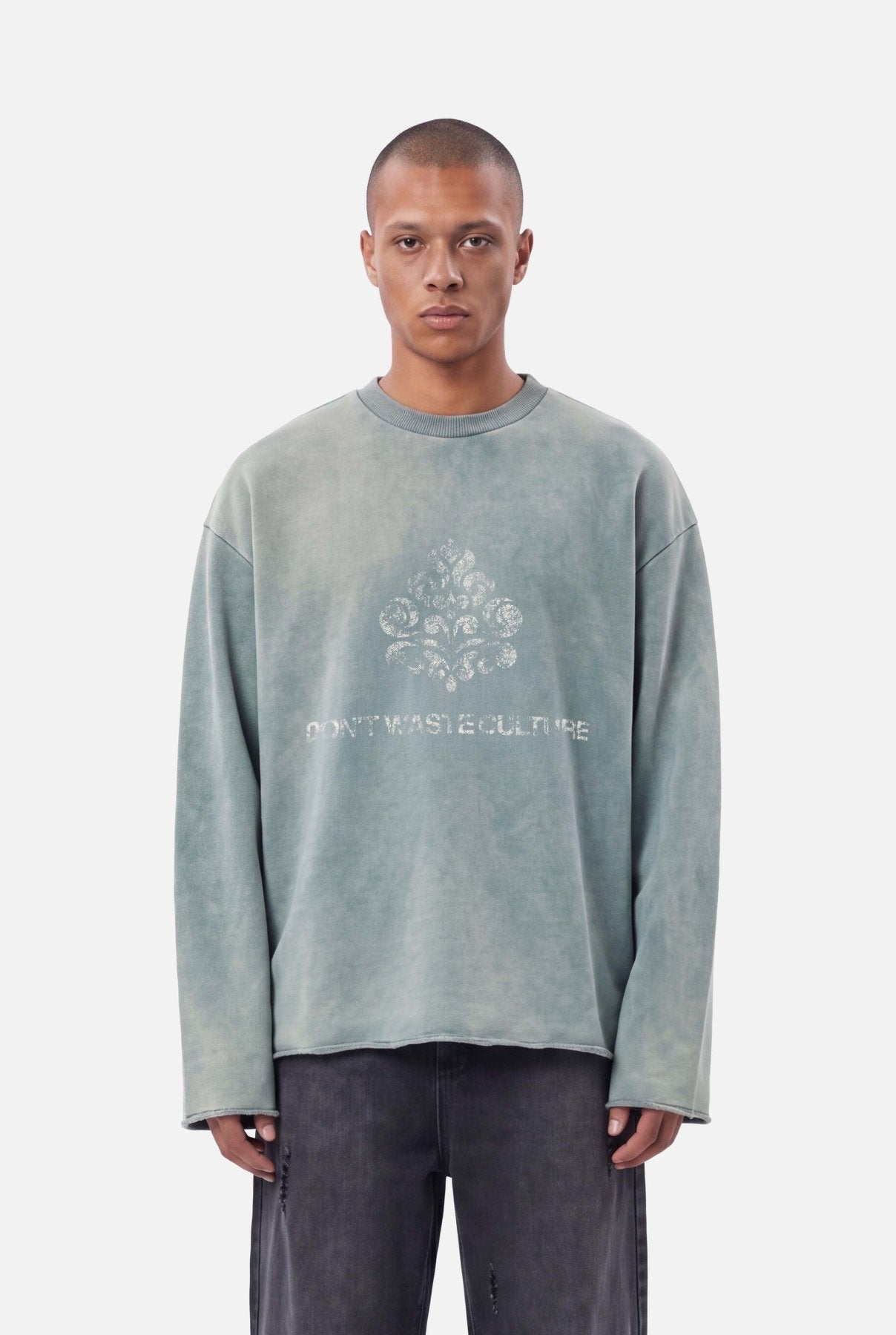 Kazim Cutoff Sweater | Washed Blue - SWEATERS Don't Waste Culture