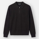 Ole | Fine Zip Polo Knit | Black - Knitwear Don't Waste Culture