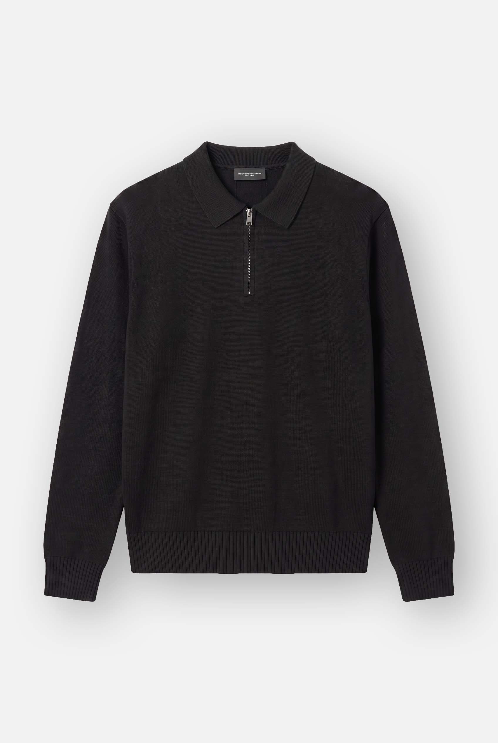 Ole | Fine Zip Polo Knit | Black - Knitwear Don't Waste Culture