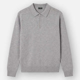 Ole | Fine Zip Polo Knit | Melange Grey - Knitwear Don't Waste Culture