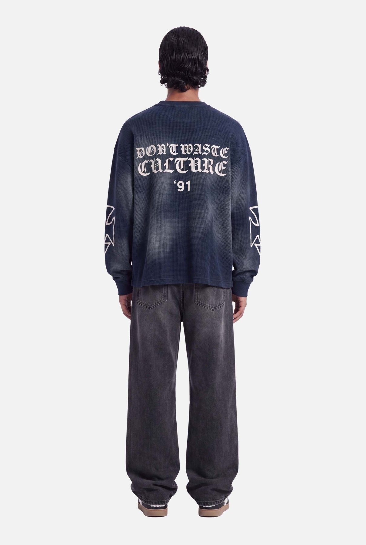 Romiya Waffle Longsleeve | Navy Blue - Early access Don't Waste Culture