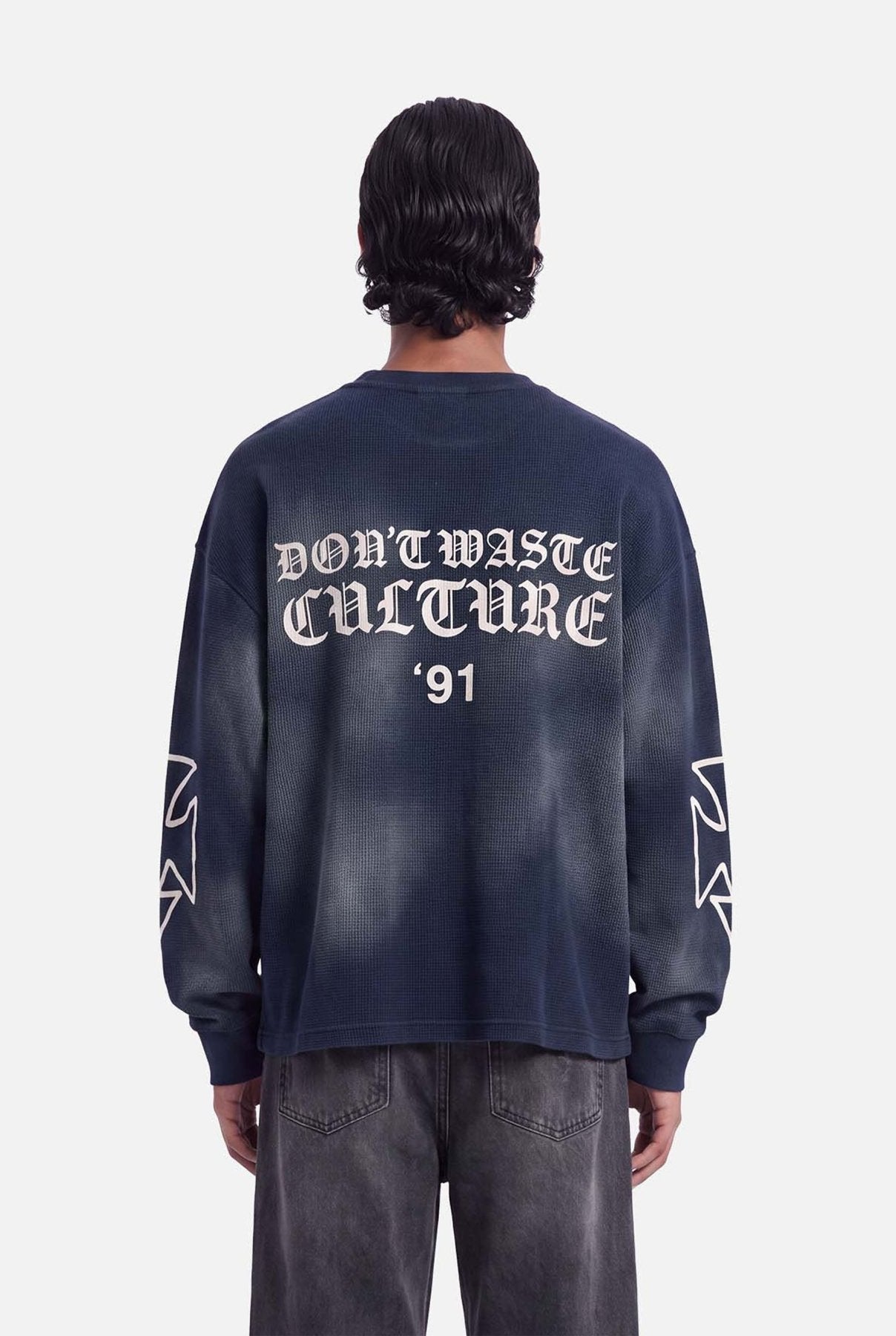 Romiya Waffle Longsleeve | Navy Blue - Early access Don't Waste Culture