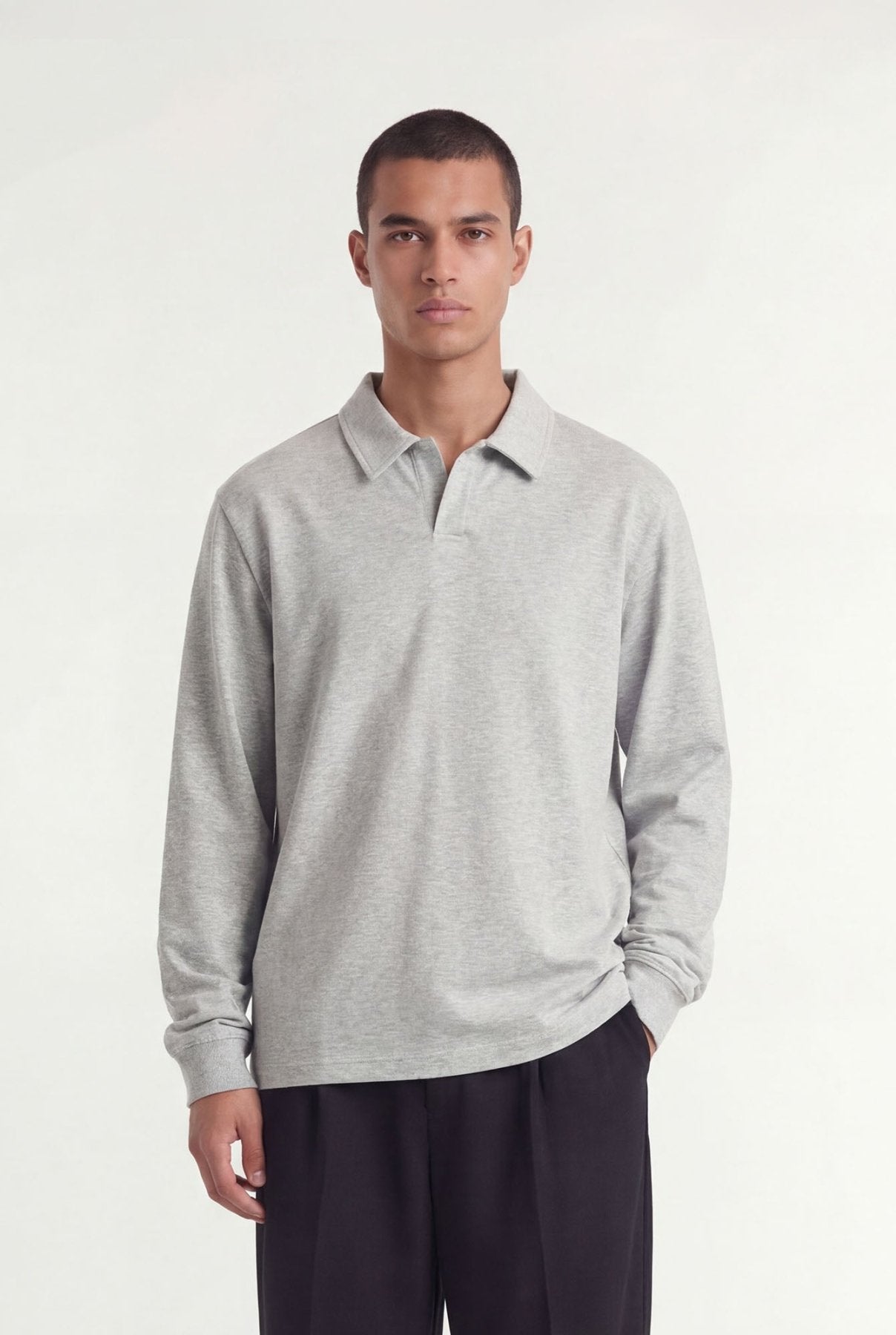 Ruoma Polo Longsleeve | Melange Grey - Longsleeves Don't Waste Culture