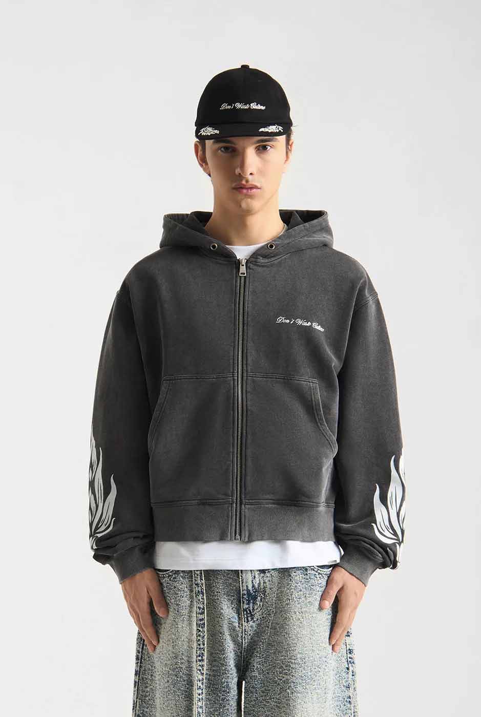 Wesandra Zip - Hoodie | Washed Black - Zipper Hoodies Don't Waste Culture