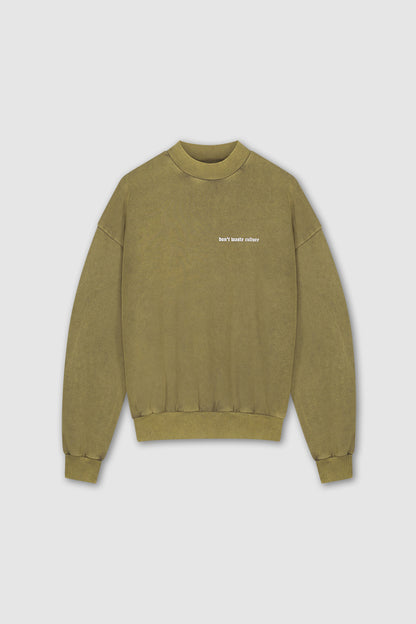 Oversized Streetwear Crewneck Sweater Olive Green