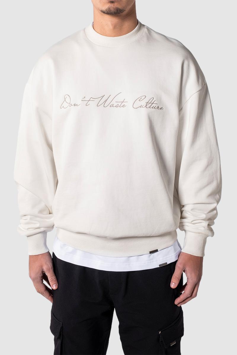 Oversized Streetwear Crewneck Sweater Off white