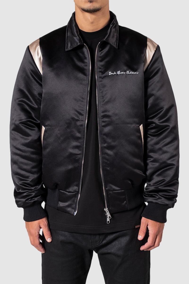 Black satin streetwear jacket