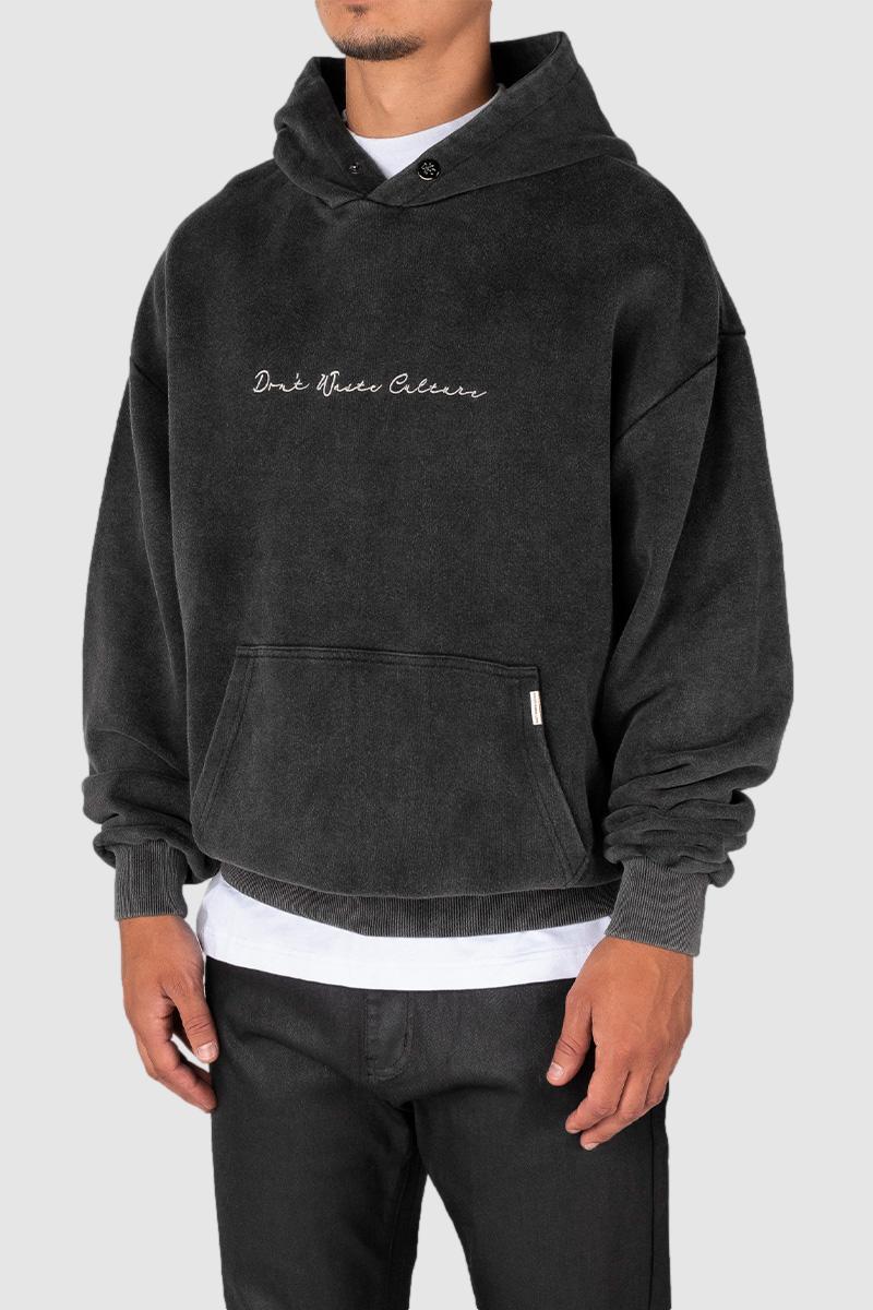 Oversized streetwear hoodie vintage washed black