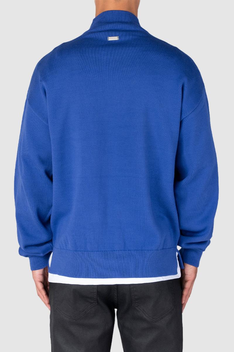 Oversized Streetwear Knitwear Crewneck Sweater Blue