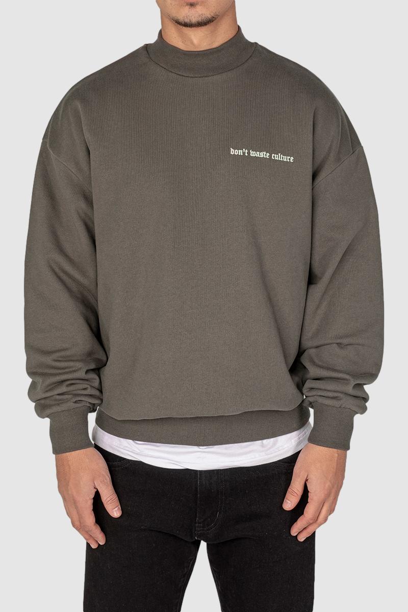 oversized streetwear crewneck sweater dark grey