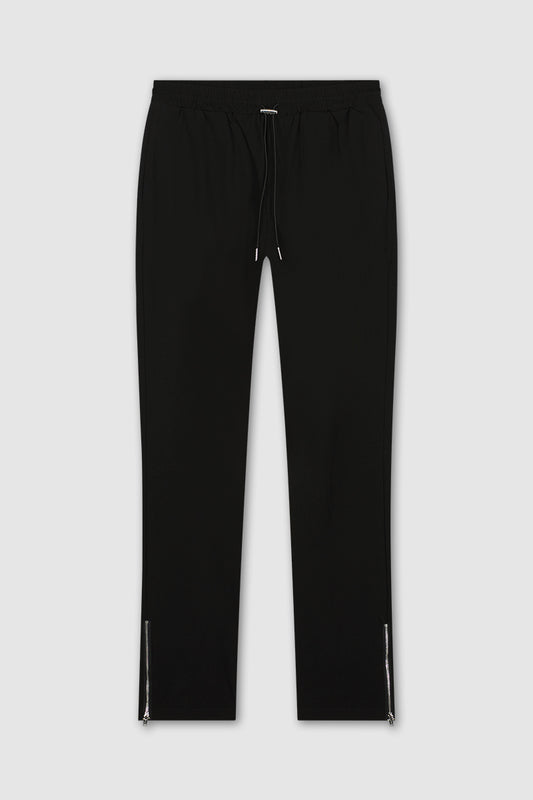  black streetwear water resistent zip flare pants