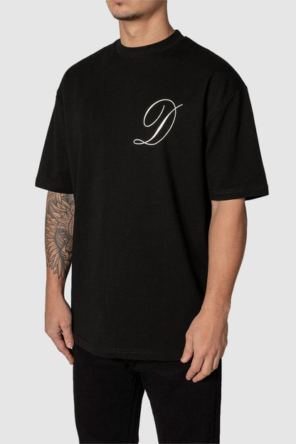 oversized streetwear black t-shirt chestprint 