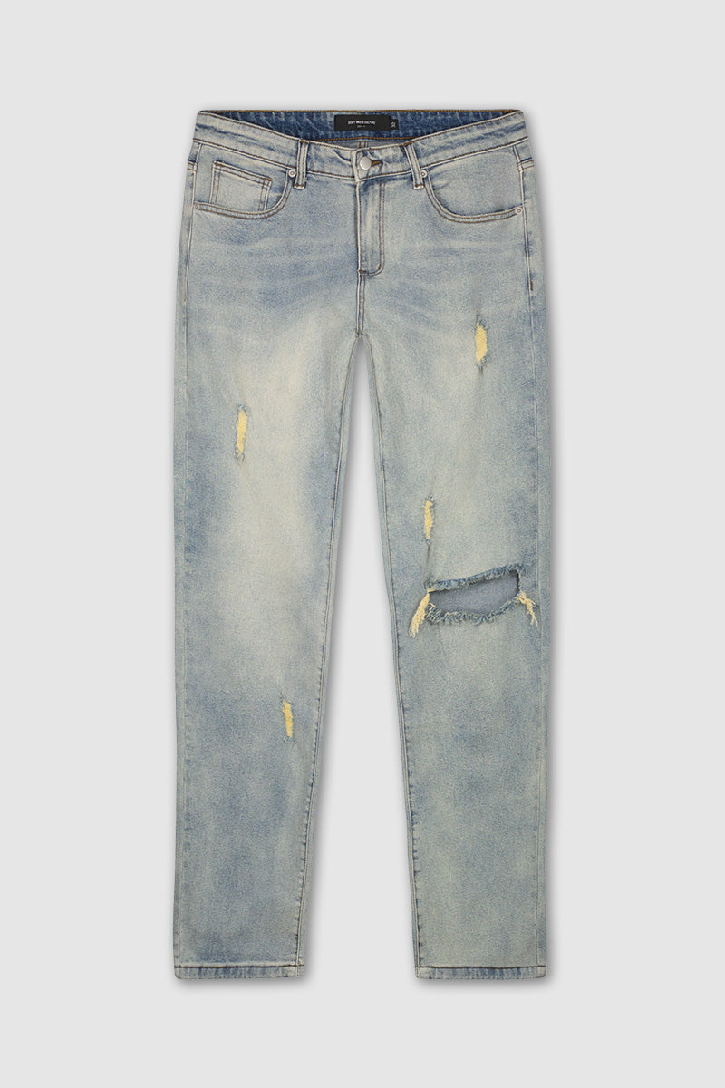 Light bleu distressed streetwear denim jeans