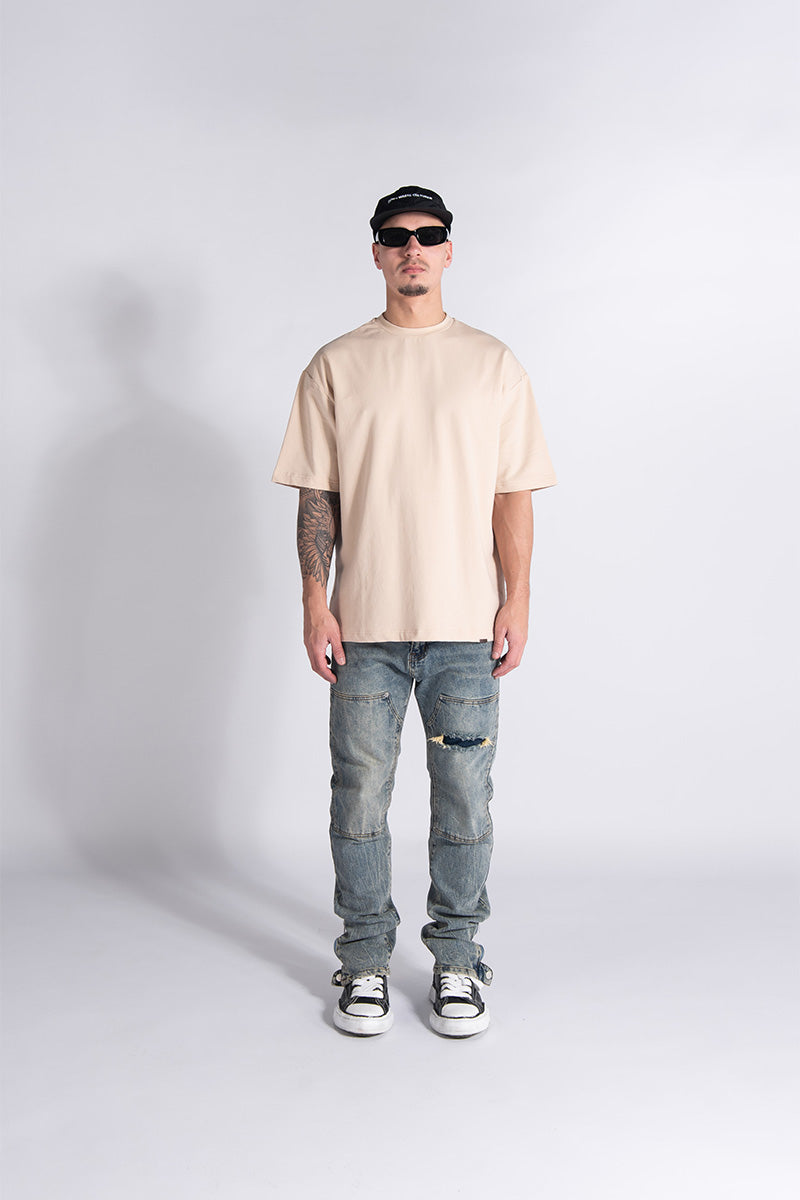 Preston - Men Oversized Streetwear T-shirt Creme - – don't waste