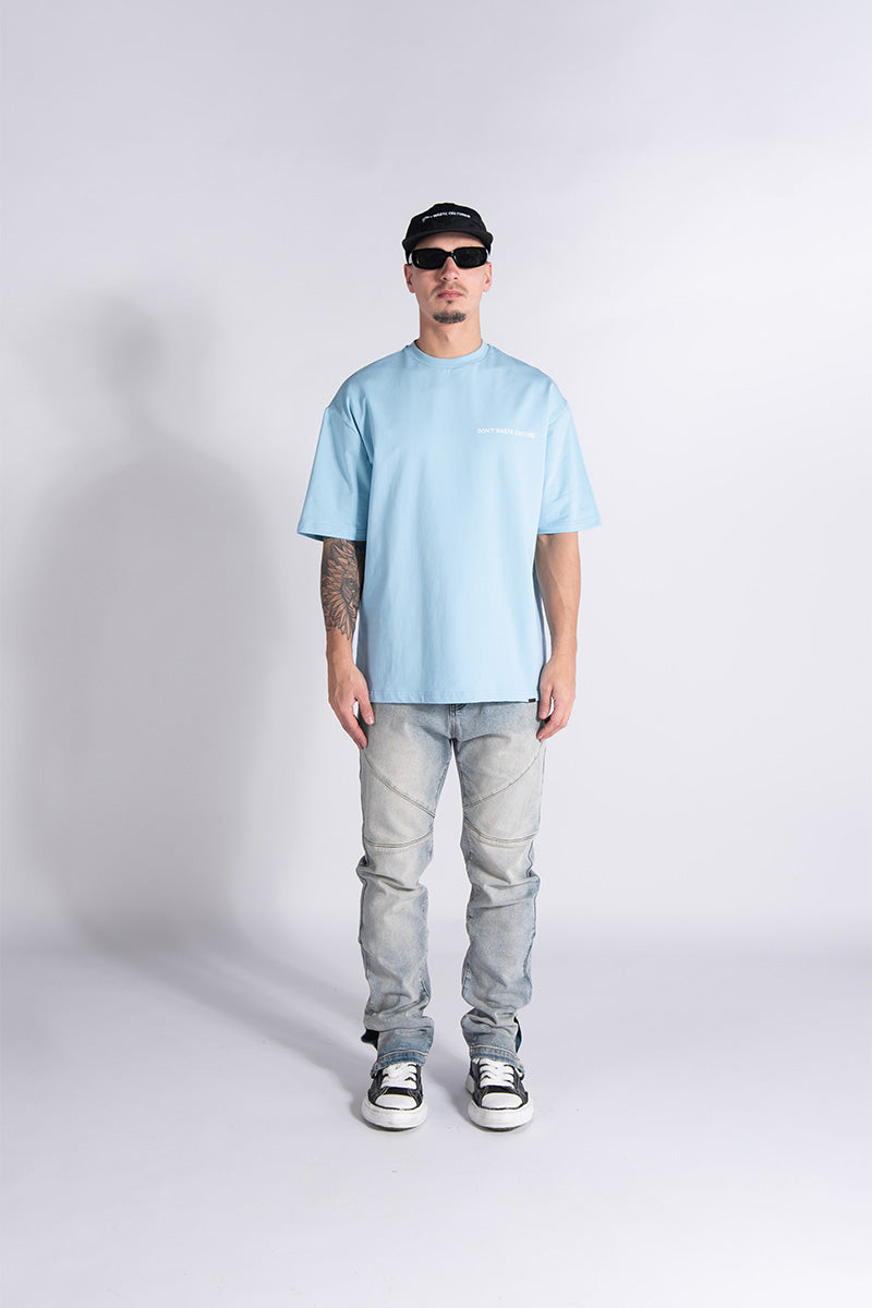Satu - Men Oversized Streetwear T-shirt Light Blue - – don\'t waste culture