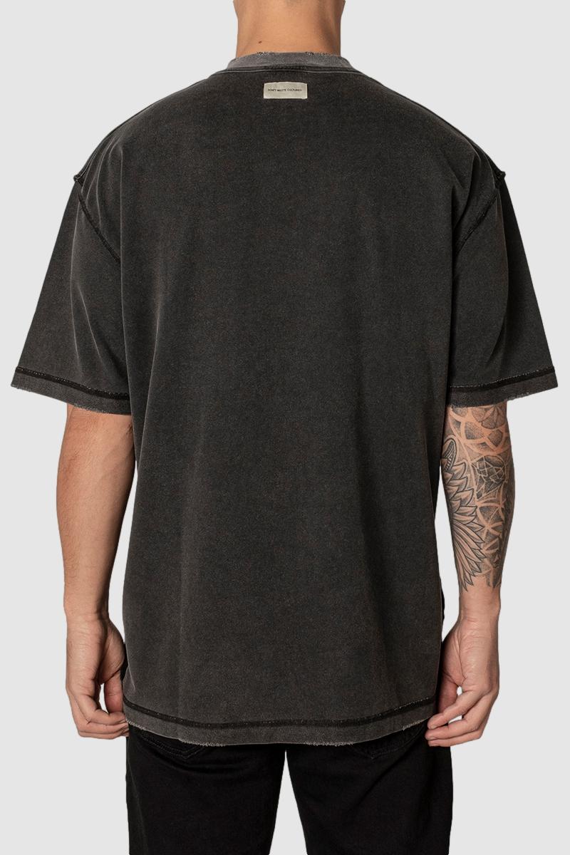 oversized vintage washed grey streetwear t shirt seamed inside out