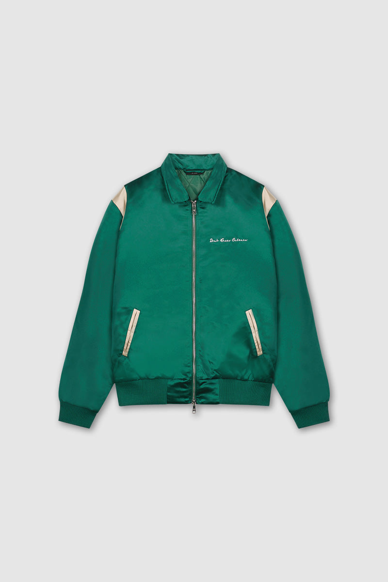 Green satin harrington streetwear jacket