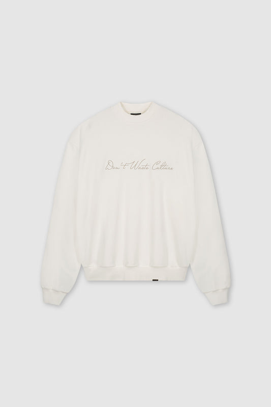 Oversized Streetwear Crewneck Sweater Off white